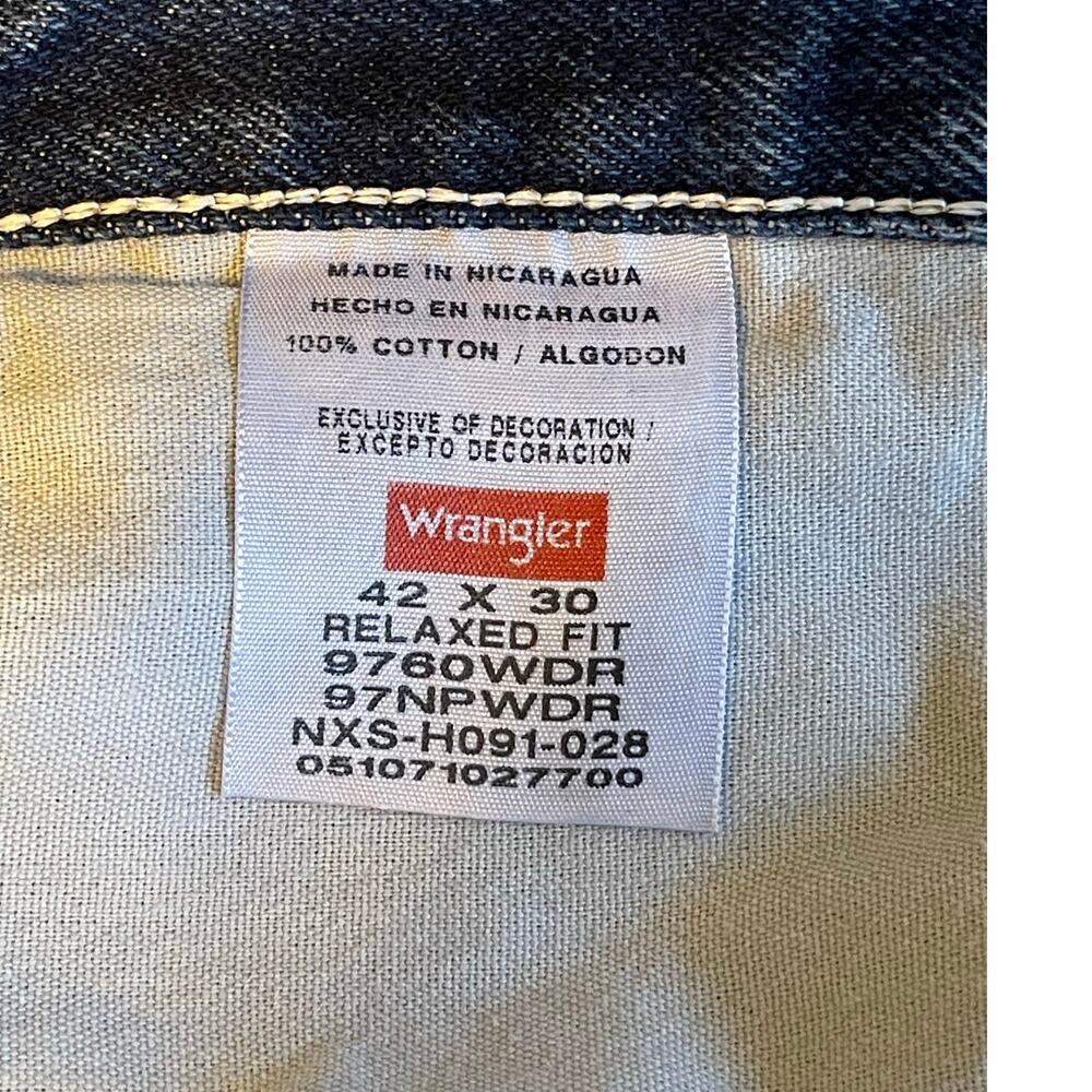 Wrangler Jeans Men's 42 X 30 Blue Relaxed Fit 100% Cotton - Picture 7 of 9